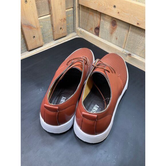 Mens Gatsby Casual Lace-Up Perforated Faux Leather Sneakers Rust Brown Size 11 - Picture 2 of 8